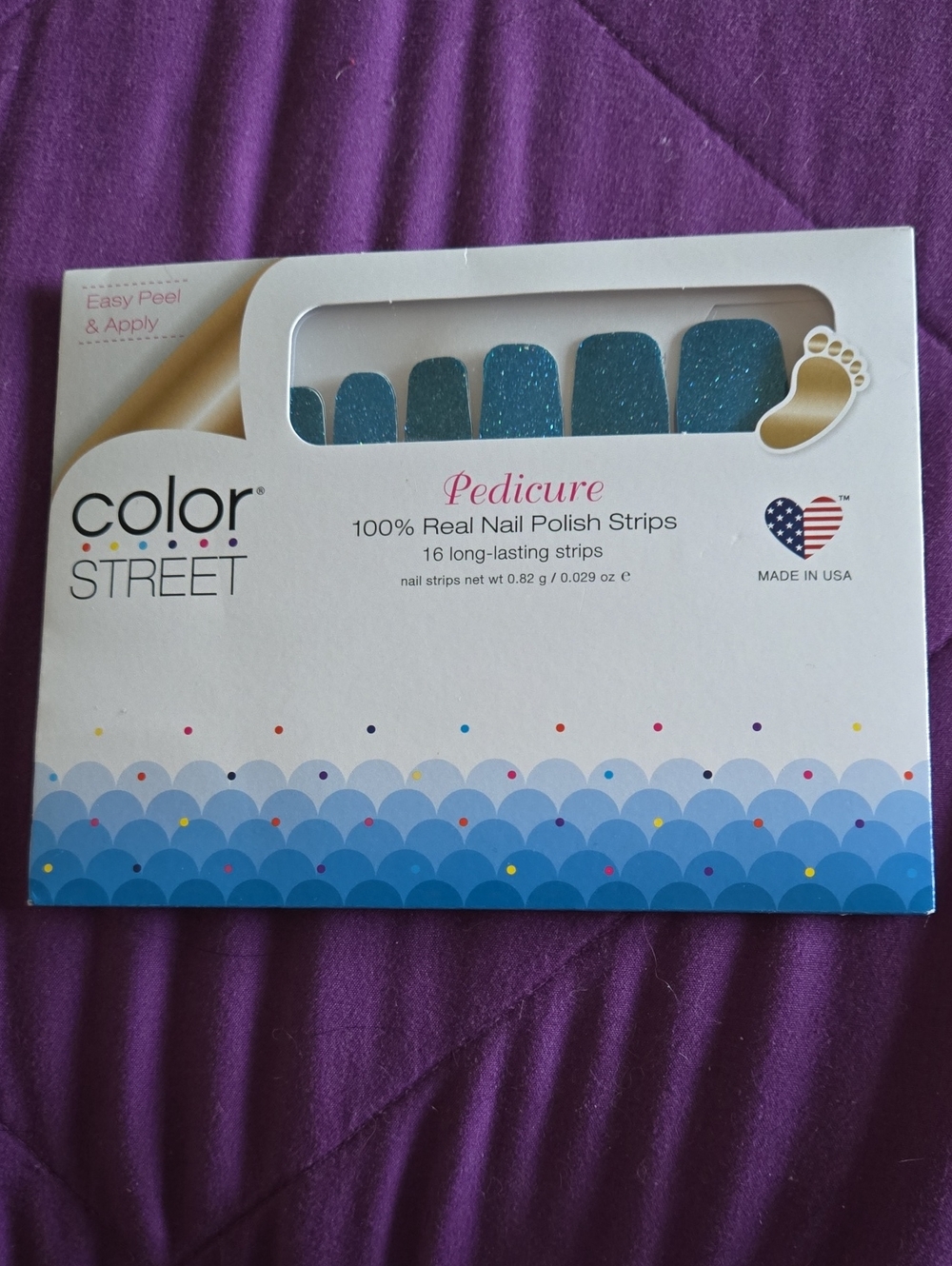 Color Street Teal Glitter Pedicure Nail Strips